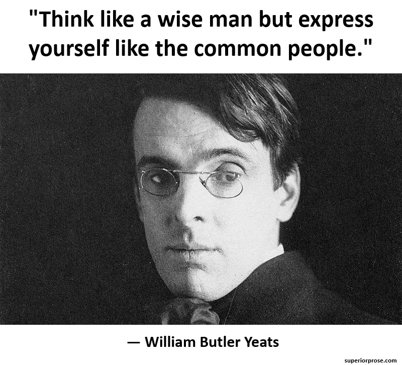 A portrait photo of poet W.B. Yeats is accompanied by a quotation.